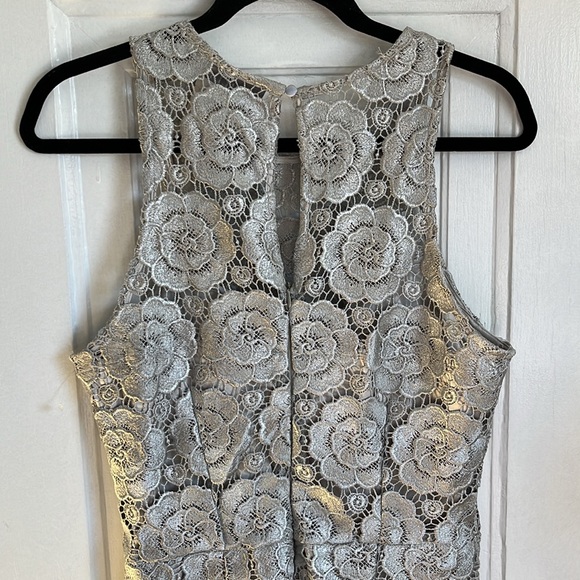 BHLDN Anthropologie Silver Floral Lace Sleeveless Emmeline Dress - Picture 8 of 11